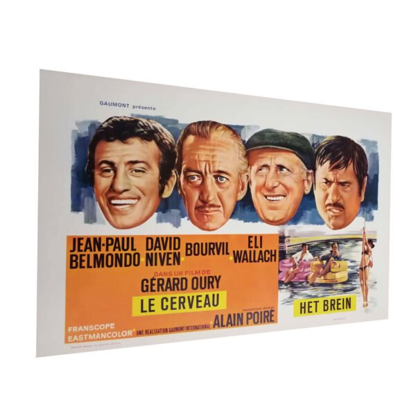 Affiche - Le cerveau +-35x55 cm Belmondo Bourvil Niven Wallach