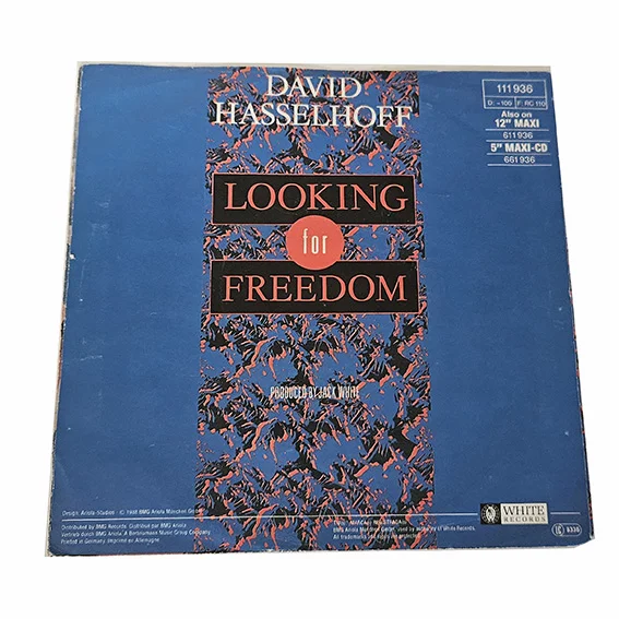 45T David Hasselhoff – Looking For Freedom – Vinyle 7" Single 1989 – Pop Synth-Pop – CBS – Image 2
