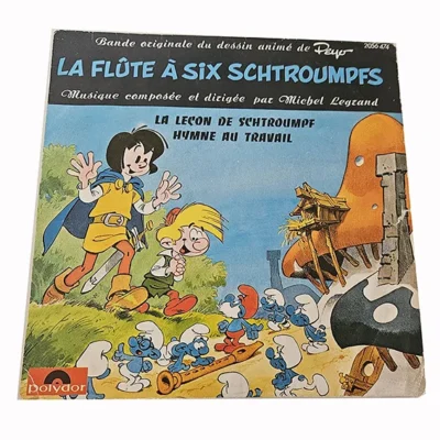 45T La Flûte à Six Schtroumpfs – Leçon de Schtroumpf & Hymne au Travail – Peyo Polydor Vinyle 1982