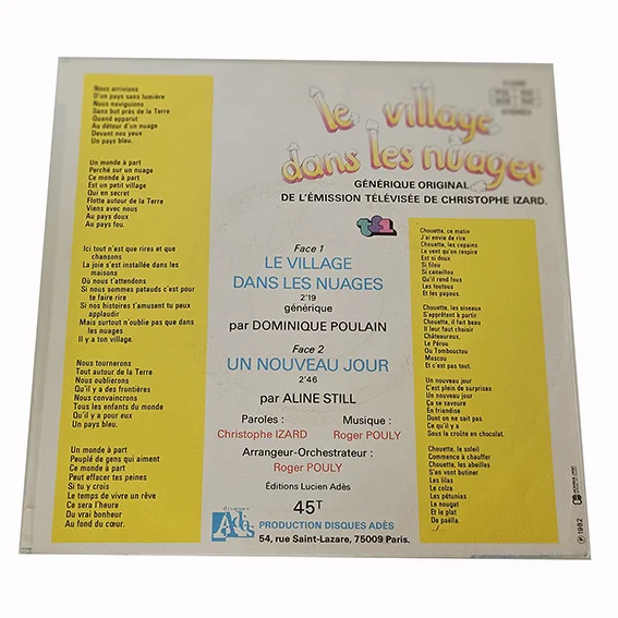 45T Le Village dans les Nuages – Générique TV Dominique Poulain Disque Vinyle 45 Tours Vintage TF1 1982 – Image 3