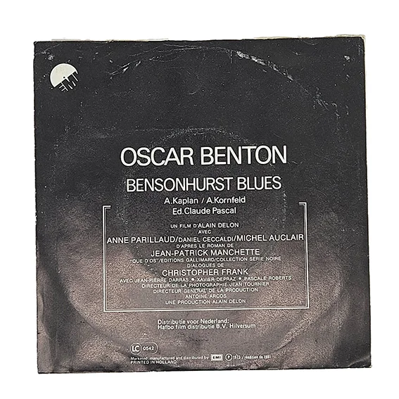 45T Oscar Benton & Alain Delon – Pour la Peau d'un Flic – BO Film – Vinyle 7" Single – 1981 – Image 2