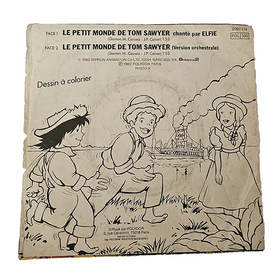 45T Tom Sawyer – Générique de la Série Télévisée – Dessin Animé – Vinyle 7 Pouces – Années 80 – Image 4
