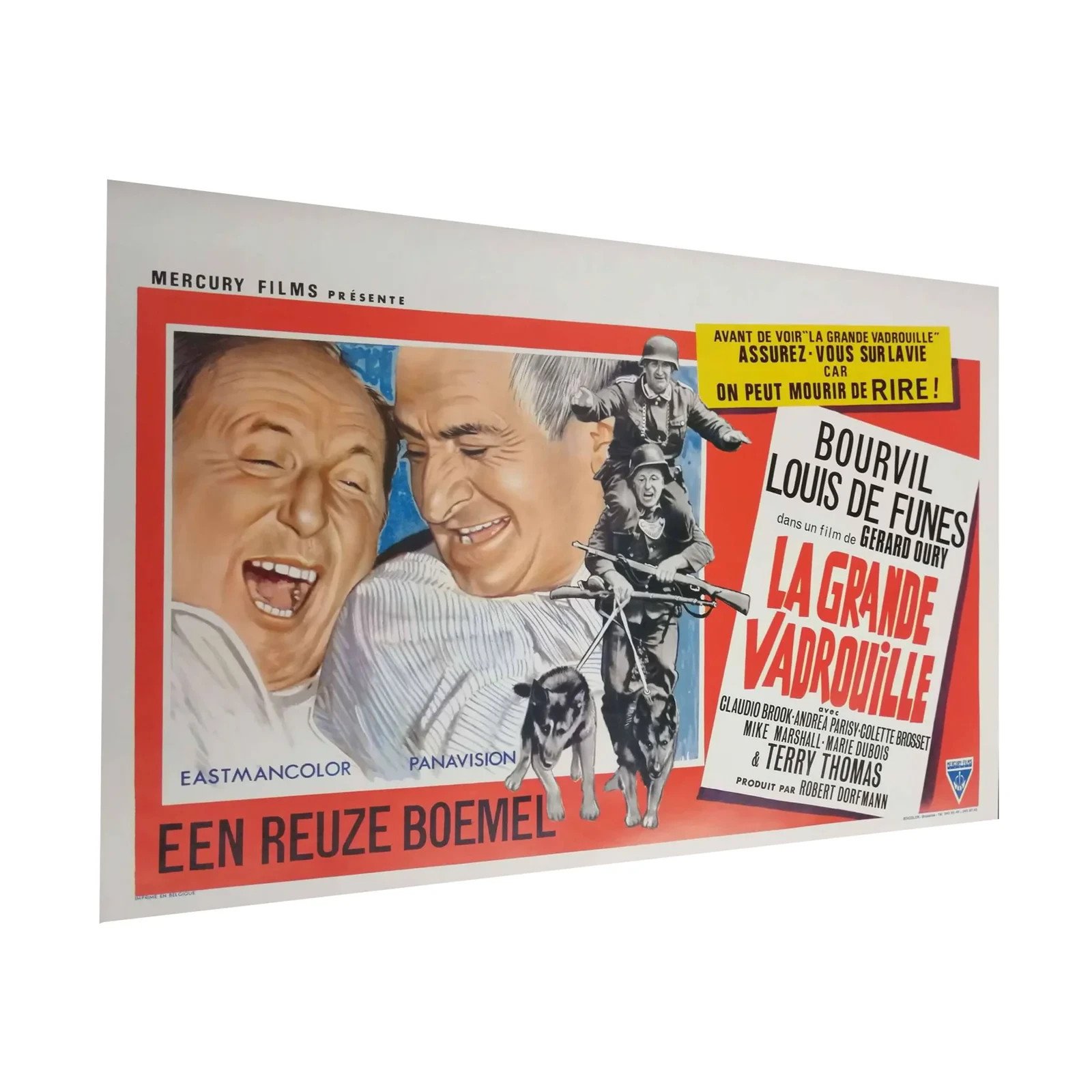 Affiche belge La Grande Vadrouille 35x55 cm – Louis de Funès, Bourvil – Affiche cinéma originale vintage