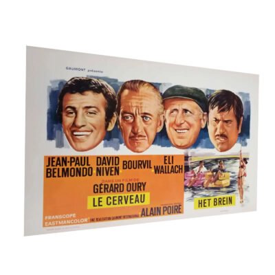 Affiche Le Cerveau 35x55 cm – Belmondo, Bourvil, David Niven – Affiche cinéma originale vintage