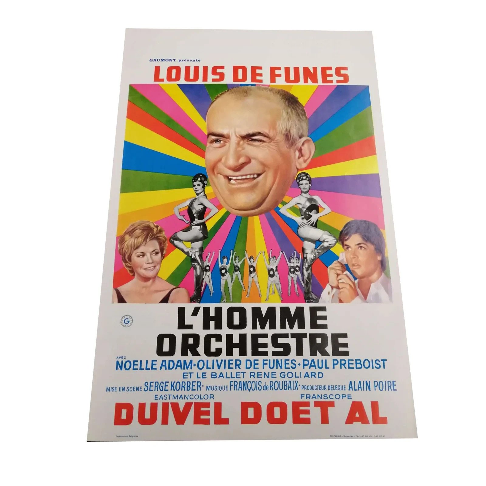 Affiche L'Homme Orchestre 35x55 cm – Louis de Funès – Affiche cinéma originale vintage